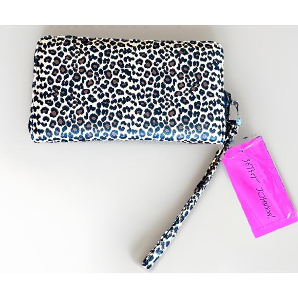 BETSEY JOHNSON Leopard Cheetah Brown Black Wallet Wristlet Detach Strap Y2K Cute - Picture 12 of 14